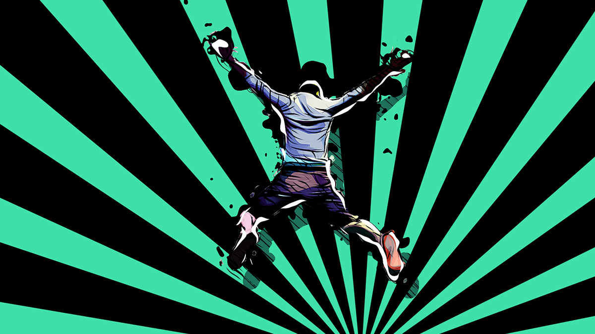 Person in der Luft Comic Style